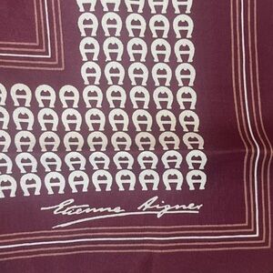 Etienne Aigner Burgundy and Cream Scarf